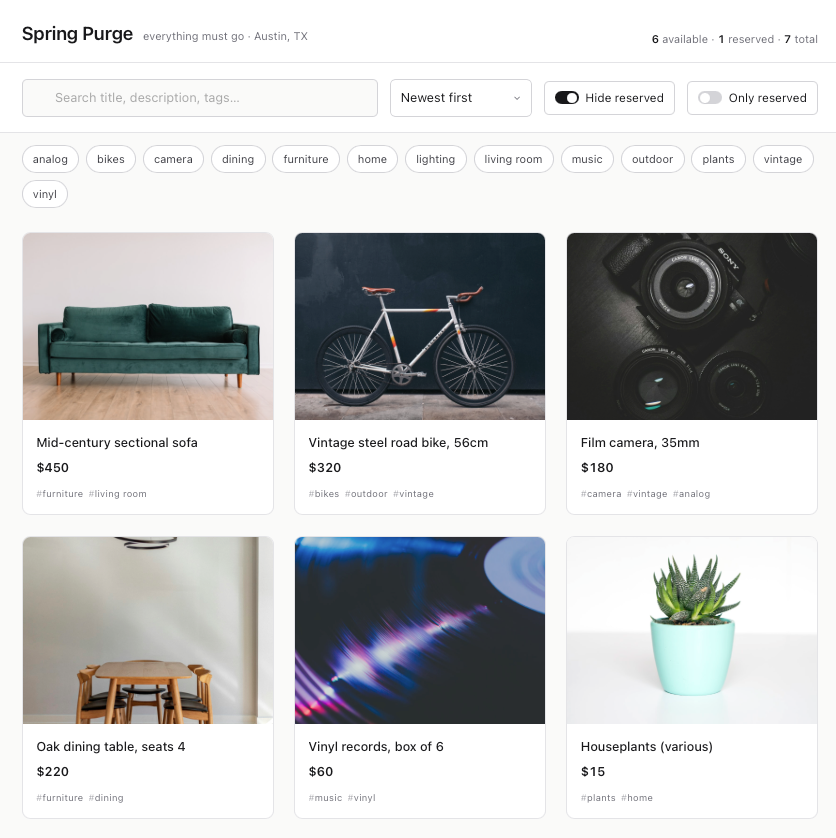 Screenshot of a yrdsl.app sale page